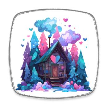 Heart Room Forest Hut Rainbow Forest - Square fridge magnet - white - Front