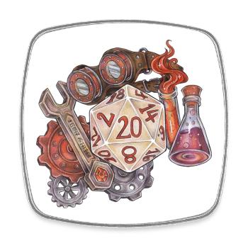 Role Playing Game Tabletop D20 Dice Gift Artificer - Square fridge magnet - white - Front