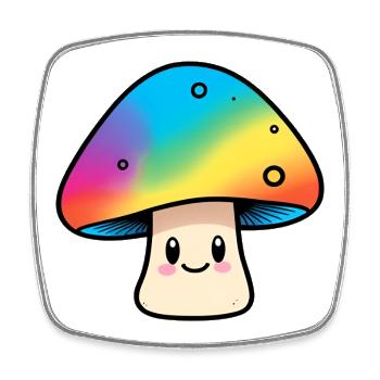 Kawaii Regenbogenpilz Design - Viereckiger Kühlschrankmagnet - Weiß - Vorne