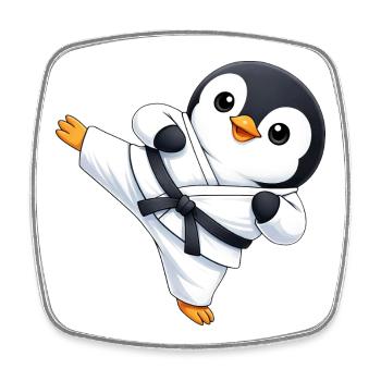 Dessin animé de Karate Penguin Fighter Mignon - Magnet carré - blanc - Devant