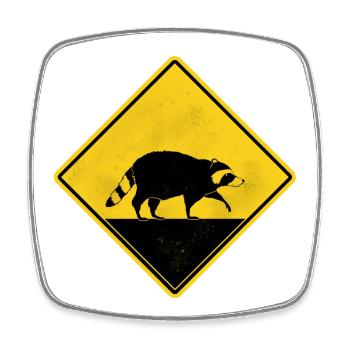 Raccoon Yellow Traffic Sign - Square fridge magnet - white - Front