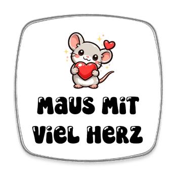 Maus mit viel Herz - Viereckiger Kühlschrankmagnet - Weiß - Vorne