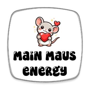 Main Maus Energy - Viereckiger Kühlschrankmagnet - Weiß - Vorne