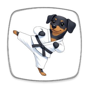 Süßer Rottweiler Welpe Karate Martial Arts Cartoon - Viereckiger Kühlschrankmagnet - Weiß - Vorne