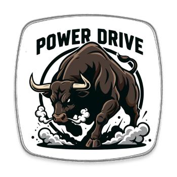 Power Drive Bull Charge Power - Square fridge magnet - white - Front