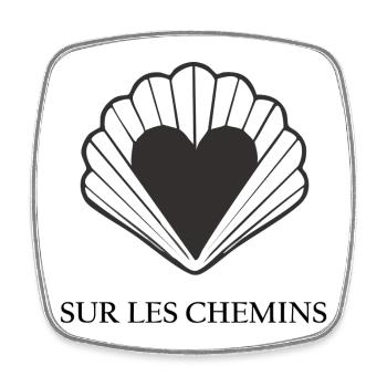 Cœur noir dans une coquille Saint Jacques - Magnet carré - blanc - Devant