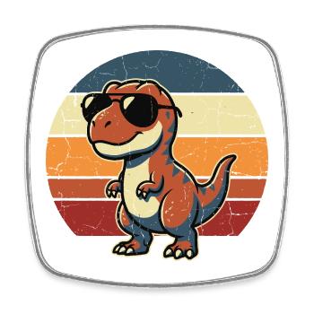 Cool Retro Dinosaur Sunglasses Design - Square fridge magnet - white - Front