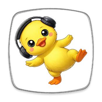 Un canard mignon avec des écouteurs dansant musique techno - Magnet carré - blanc - Devant