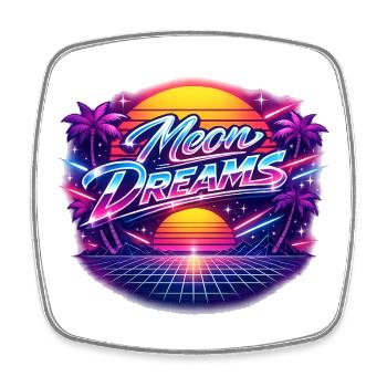 Moon Dreams Neon Retro Sunset - Viereckiger Kühlschrankmagnet - Weiß - Vorne