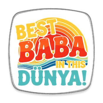 Best Baba In This Dunya Retro Sunset - Square fridge magnet - white - Front