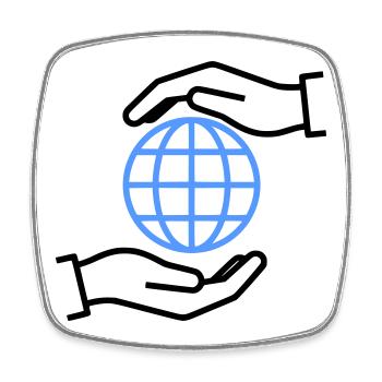 Weltkugel Hände Umriss Global - Viereckiger Kühlschrankmagnet - Weiß - Vorne