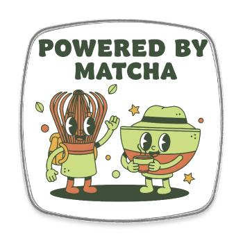 Powered By Matcha Green Tea Funny Matcha Lover - Viereckiger Kühlschrankmagnet - Weiß - Vorne