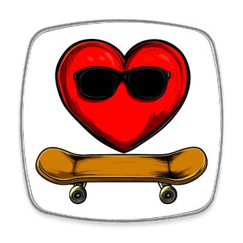 Coeur de skateur - Magnet carré - blanc - Devant