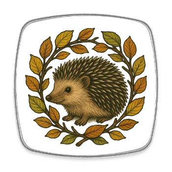 Herbst-Igelkranz - Viereckiger Kühlschrankmagnet - Weiß - Vorne