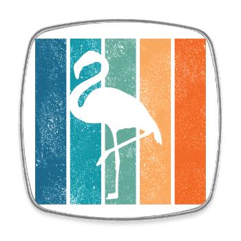 Flamingo Neon Tropical Stripes - Square fridge magnet - white - Front
