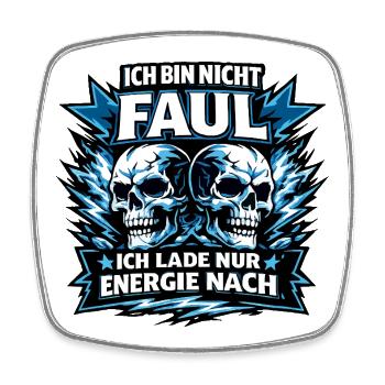 Ich lade Energie nach Totenköpfe - Viereckiger Kühlschrankmagnet - Weiß - Vorne