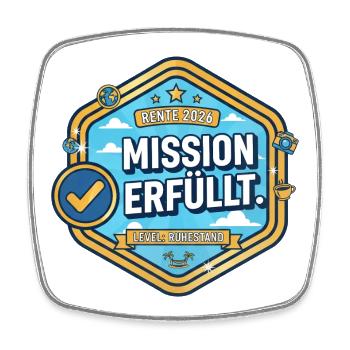 Rente 2026: Mission erfüllt – Level Ruhestand - Viereckiger Kühlschrankmagnet - Weiß - Vorne