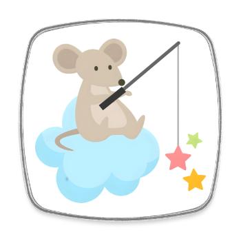 Mouse on Cloud Star Angler Baby Design - Square fridge magnet - white - Front