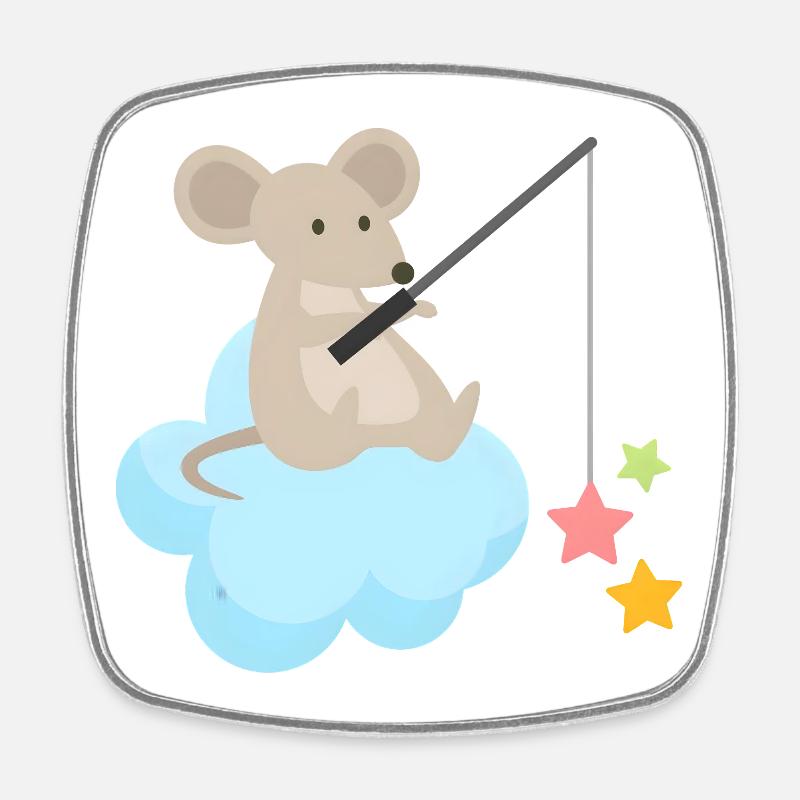 Mouse on Cloud Star Angler Baby Design - Square fridge magnet - white