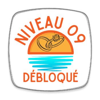 Level 09 Unlocked, modern artwork and joyeus - Square fridge magnet - white - Front