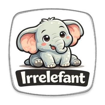 Irrelefant Wortwitz Irrelevant Elefant Shirt - Viereckiger Kühlschrankmagnet - Weiß - Vorne