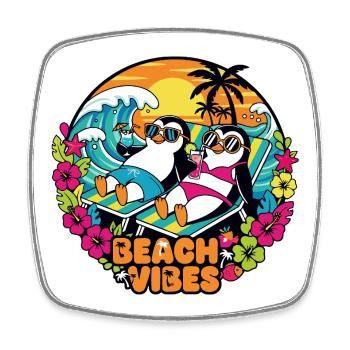 Beach Vibes Pinguine am Strand Sommergefühle Motiv - Viereckiger Kühlschrankmagnet - Weiß - Vorne