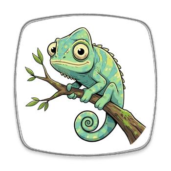 Chameleon on a branch - Square fridge magnet - white - Front