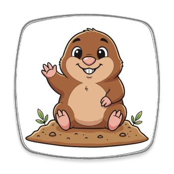 Cheerful Mole - Square fridge magnet - white - Front