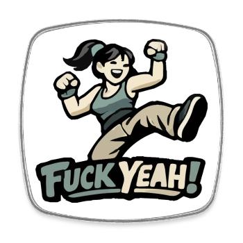 Motivierte Frau / Mädchen "Fuck Yeah" - Magnet carré - blanc - Devant
