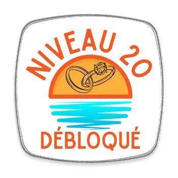 Level 20 Unlocked, a creative and joyful touch - Square fridge magnet - white - Front