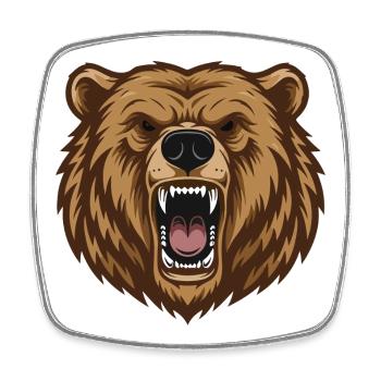 Grizzly_Head_Ours_Rugissant_Portrait - Square fridge magnet - white - Front