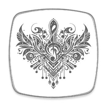 Herz-Mandala mit Musikornament - Viereckiger Kühlschrankmagnet - Weiß - Vorne