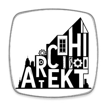Architekt Typografie mit Architektursymbolen - Viereckiger Kühlschrankmagnet - Weiß - Vorne