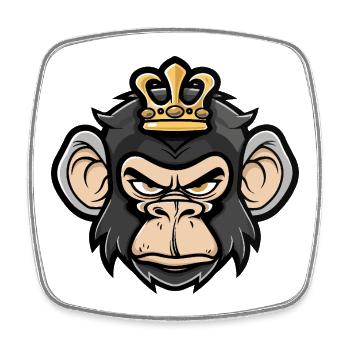Monkey Head Crown - Square fridge magnet - white - Front