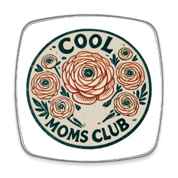 Cool Moms Club Blumenabzeichen - Viereckiger Kühlschrankmagnet - Weiß - Vorne
