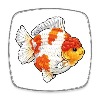 Shogun Thai Oranda Fancy Goldfish - Viereckiger Kühlschrankmagnet - Weiß - Vorne