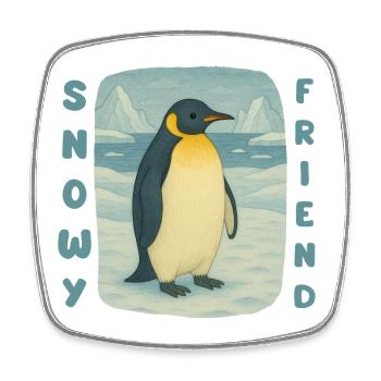 Pinguin-Schneefreund - Viereckiger Kühlschrankmagnet - Weiß - Vorne