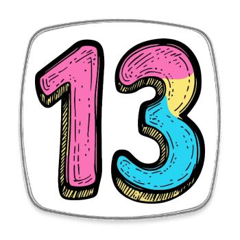 13 Number Colorful - Square fridge magnet - white - Front