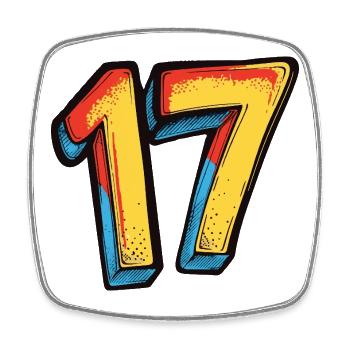 17 Nombre coloré - Magnet carré - blanc - Devant