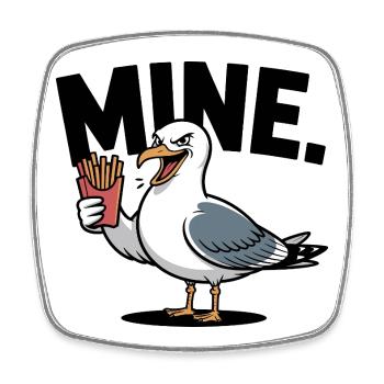 Grumpy Seagull with Fries - Square fridge magnet - white - Front