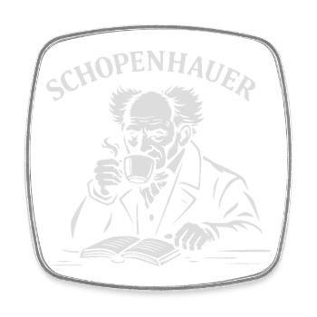 Arthur Schopenhauer trinkt Kaffee - Viereckiger Kühlschrankmagnet - Weiß - Vorne