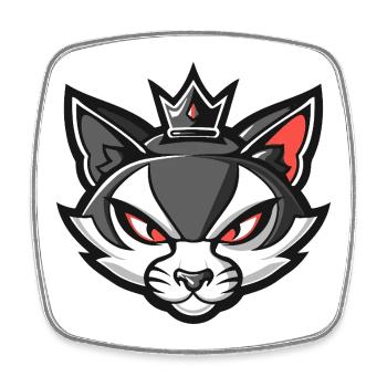 Cat Head Crown - Square fridge magnet - white - Front