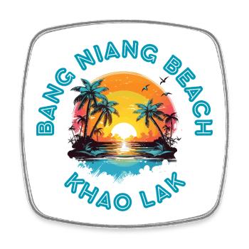 Bang Niang Beach Sonnenuntergangskreis - Viereckiger Kühlschrankmagnet - Weiß - Vorne