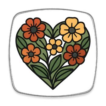 Floral Pattern Heart - Square fridge magnet - white - Front
