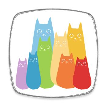 Bunte Katzen Katze Regenbogen - Viereckiger Kühlschrankmagnet - Weiß - Vorne