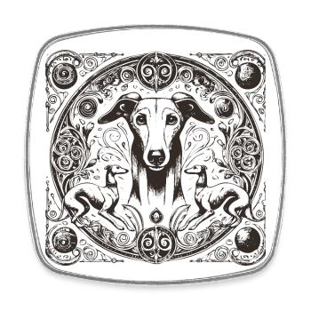 Greyhound Mandala Ornament - Viereckiger Kühlschrankmagnet - Weiß - Vorne