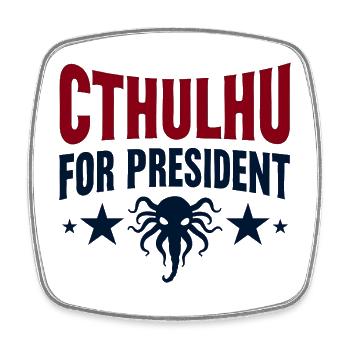 Cthulhu für Präsidenten - Viereckiger Kühlschrankmagnet - Weiß - Vorne