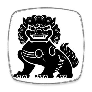 Chinese Lion - Square fridge magnet - white - Front