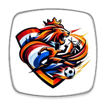 Royal Holland Lion Fußball - Viereckiger Kühlschrankmagnet - Weiß - Vorne