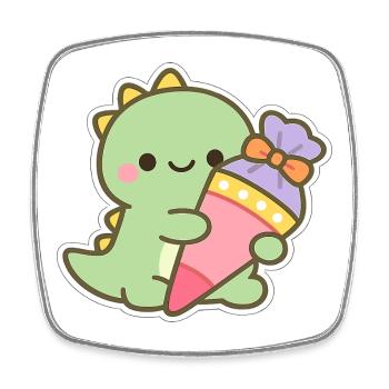 Schoolchild Dino School Enrollment Gift - Square fridge magnet - white - Front